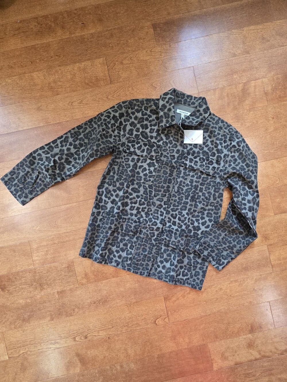 NWT Good American leopard print utility jacket size 0